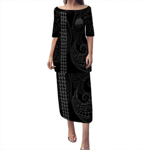 Marshall Islands Puletasi Kakau Style Gray
