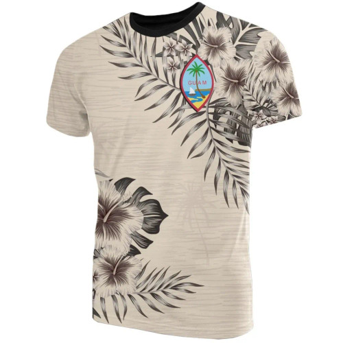 Guam T-Shirt - Guam FLag Beige Hibiscus 1