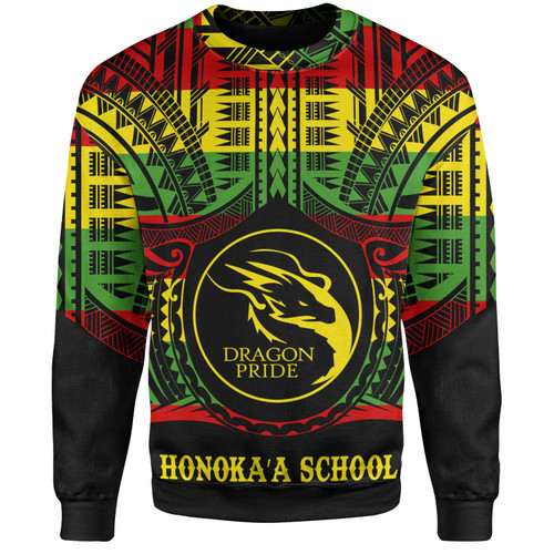 Hawaii Sweatshirt Honokaʻa High & Intermediate School Reggae Color Polynesian