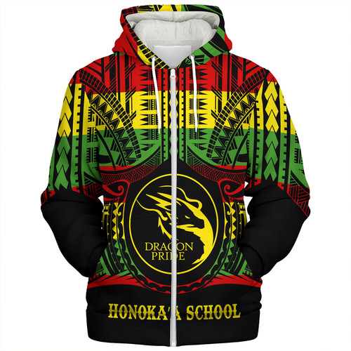 Hawaii Sherpa Hoodie Honokaʻa High & Intermediate School Reggae Color Polynesian
