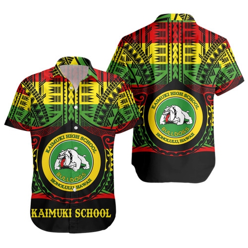 Hawaii Short Sleeve Shirt Kaimuki High School Reggae Color Polynesian