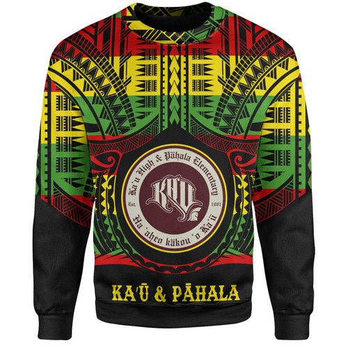 Hawaii Sweatshirt Kaʻū High & Pāhala Elementary School Reggae Color Polynesian