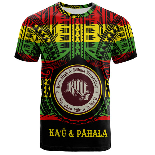 Hawaii T-Shirt Kaʻū High & Pāhala Elementary School Reggae Color Polynesian