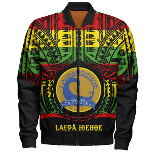 Hawaii Bomber Jacket Laupāhoehoe Community Public Charter School Reggae Color Polynesian