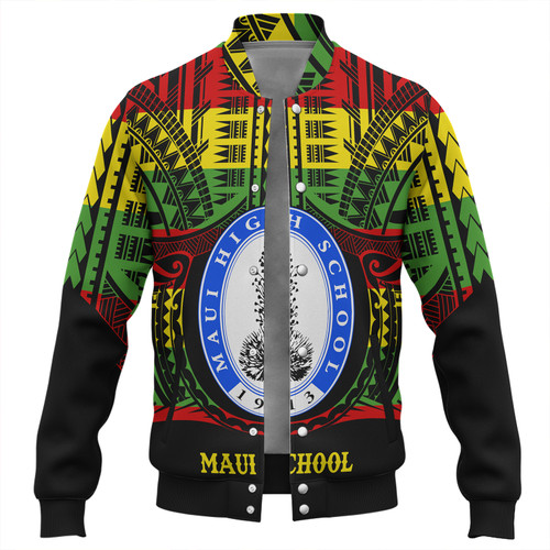 Hawaii Baseball Jacket Maui High School Reggae Color Polynesian
