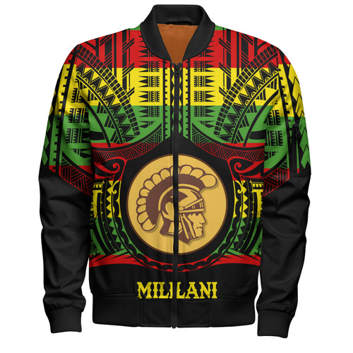 Hawaii Bomber Jacket Mililani High School Reggae Color Polynesian