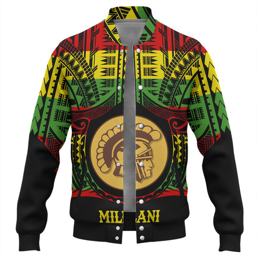 Hawaii Baseball Jacket Mililani High School Reggae Color Polynesian