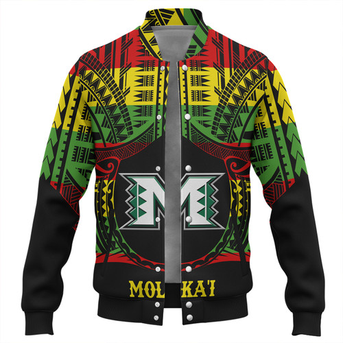 Hawaii Baseball Jacket Moloka'i High School Reggae Color Polynesian