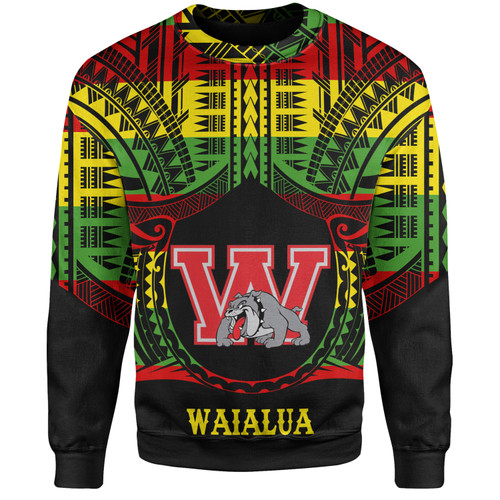 Hawaii Sweatshirt Waialua High and Intermediate School Reggae Color Polynesian
