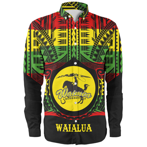 Hawaii Long Sleeve Shirt Waimea Elementary School Reggae Color Polynesian
