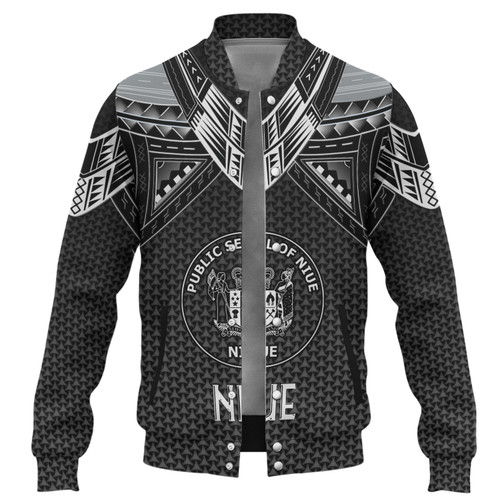 Niue Custom Personalised Baseball Jacket Polynesian Tribal Tattoo