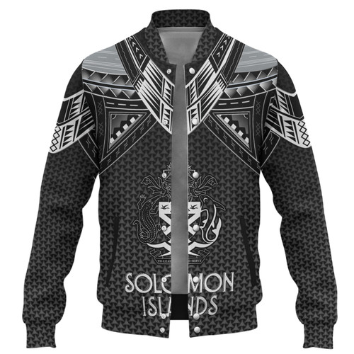 Solomon Islands Custom Personalised Baseball Jacket Polynesian Tribal Tattoo