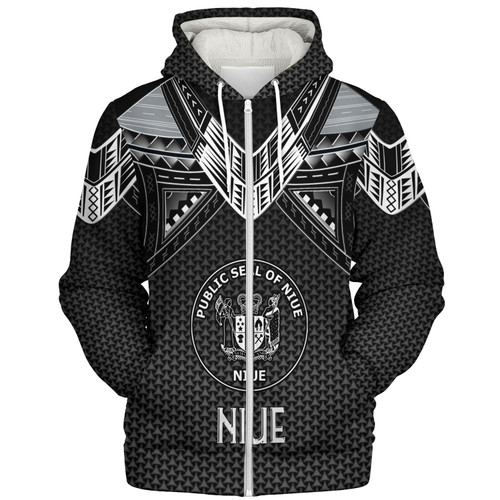 Niue Custom Personalised Sherpa Hoodie Polynesian Tribal Tattoo