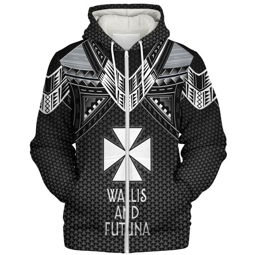 Wallis And Futuna Custom Personalised Sherpa Hoodie Polynesian Tribal Tattoo