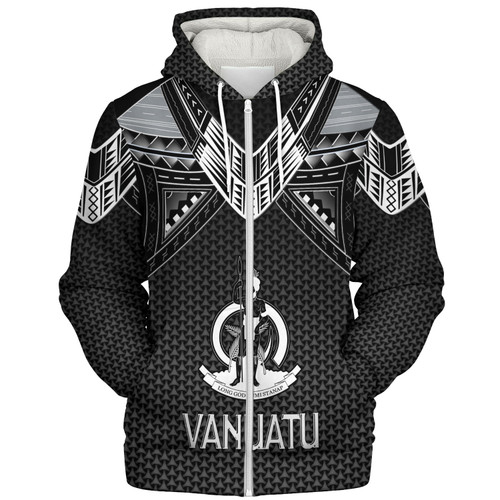Vanuatu Custom Personalised Sherpa Hoodie Polynesian Tribal Tattoo