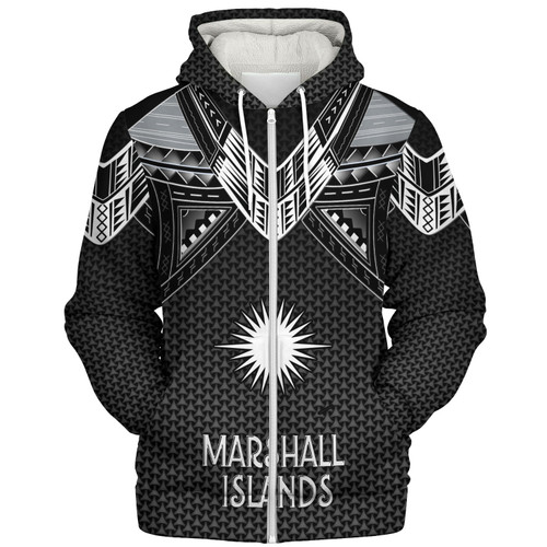 Marshall Islands Custom Personalised Sherpa Hoodie Polynesian Tribal Tattoo