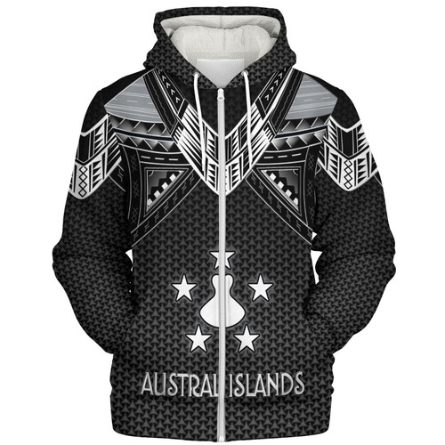 Austral Islands Custom Personalised Sherpa Hoodie Polynesian Tribal Tattoo