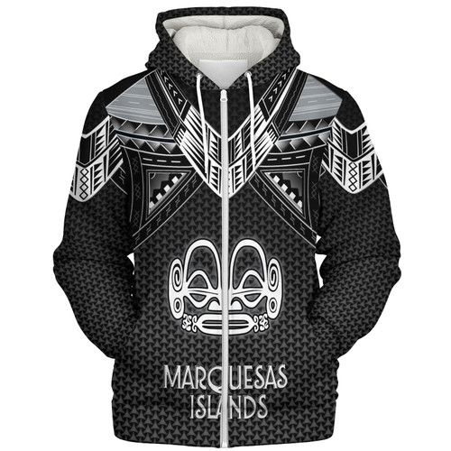 Marquesas Islands Custom Personalised Sherpa Hoodie Polynesian Tribal Tattoo