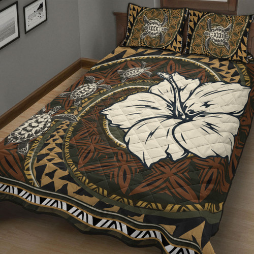 Polynesian Turtle Retro Style Quilt Bed Set