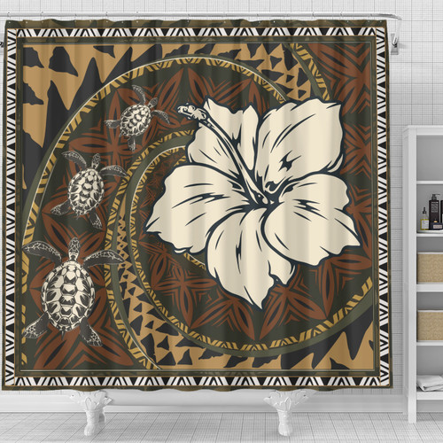 Polynesian Turtle Retro Style Shower Curtain