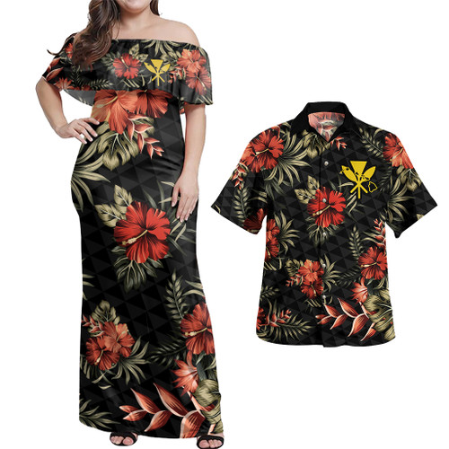 Hawaii Combo Dress And Hawaiian Shirt Kanaka Kakau Hibiscus