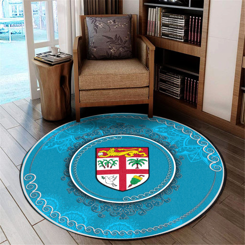 Fiji Round Rugs Roots Coat Of Arms Mandala