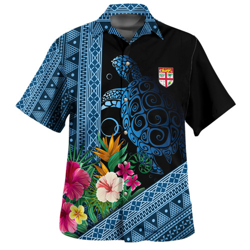 Fiji Hawaiian Shirt Polynesia Pattern With Tropical Flower