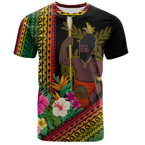 Vanuatu T-Shirt Polynesia Pattern With Tropical Flower