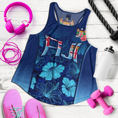 Fiji Women Tank Fijian Traditional Patterns Hibiscus Flowers