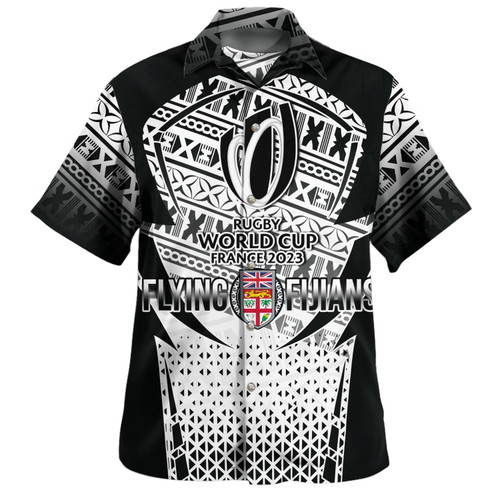 Fiji Hawaiian Shirt Flying Fijians Rugby Cup (Black-White Ver)