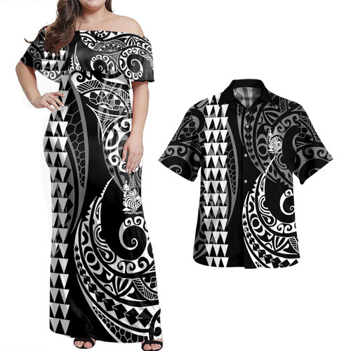 New Caledonia Combo Dress And Shirt Kakau Style White