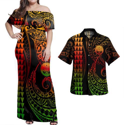 Marshall Islands Combo Dress And Shirt Kakau Style Reggae