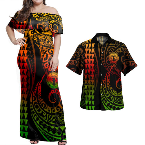 Northern Mariana Islands Combo Dress And Shirt Kakau Style Reggae