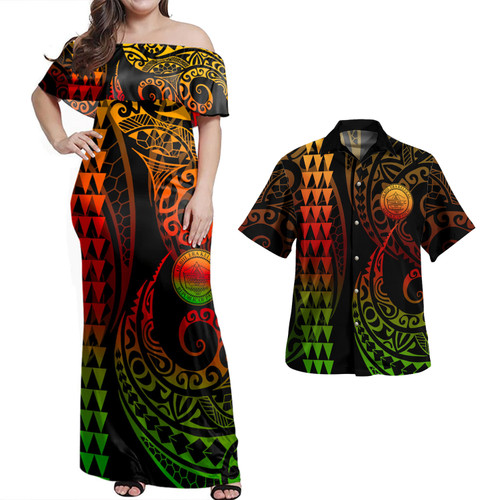 Palau Combo Dress And Shirt Kakau Style Reggae