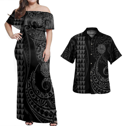 Tahiti Combo Dress And Shirt Kakau Style Grey