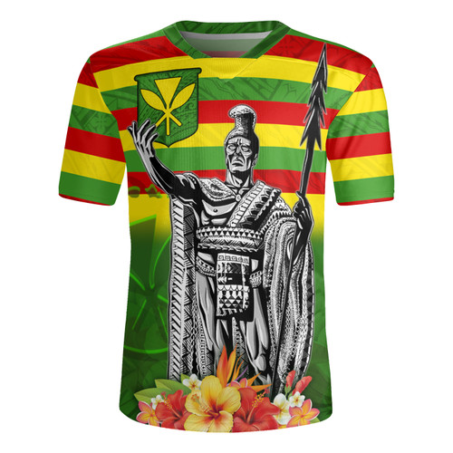 Hawaii King With Flag Color With Traditional Patterns Men's All Over Printing Rugby Jersey