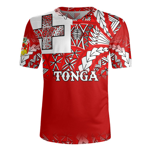 Tonga Flag Color With Traditional Patterns Men's All Over Printing Rugby Jersey