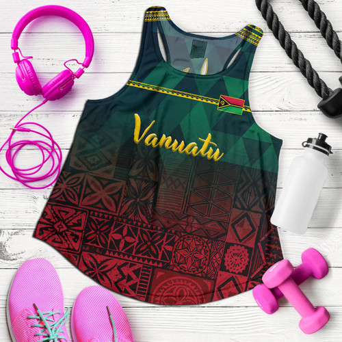 Vanuatu Women Tank Lowpolly Pattern with Polynesian Motif