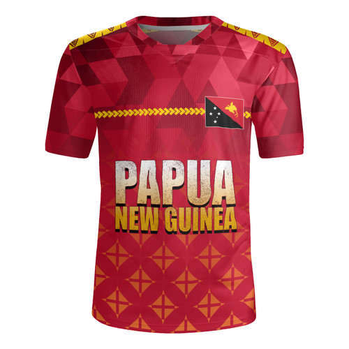 Papua New Guinea Rugby Jersey Lowpolly Pattern with Polynesian Motif