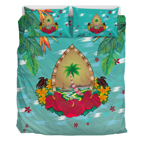 Guam Bedding Set Latte Stones Hibiscus