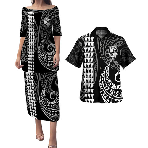 Tonga Combo Puletasi And Shirt Kakau Style White