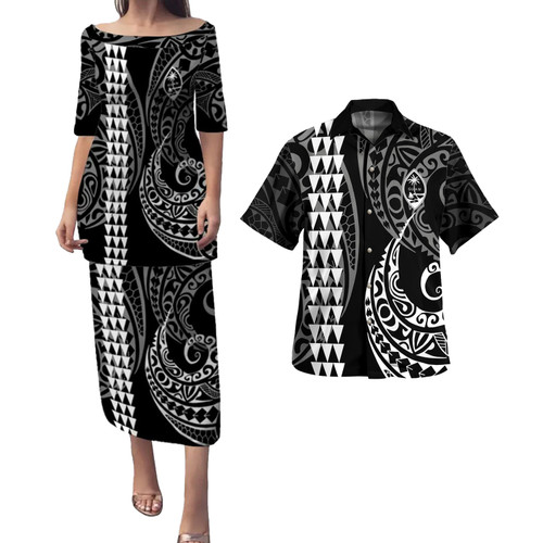 Guam Combo Puletasi And Shirt Kakau Style White