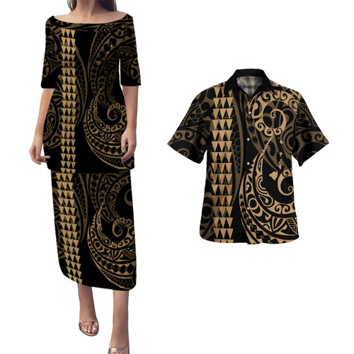 Hawaii Combo Puletasi And Shirt Kakau Style Gold