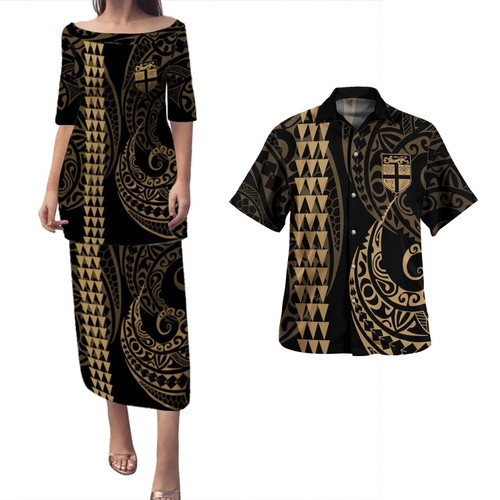 Fiji Combo Puletasi And Shirt Kakau Style Gold
