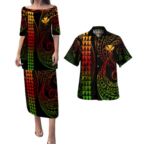Hawaii Combo Puletasi And Shirt Kanaka Kakau Style Reggae
