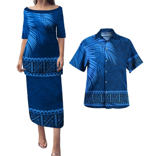 Samoa Combo Puletasi And Shirt Masi Dobby Fabric Leaves