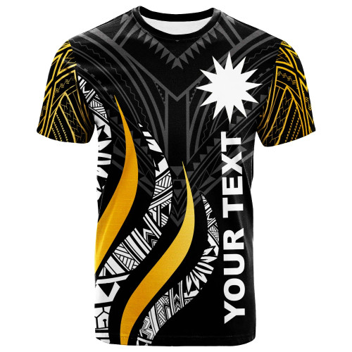 Nauru Custom Personalised T- Shirt - Nauru Strong Fire Pattern Gold 1