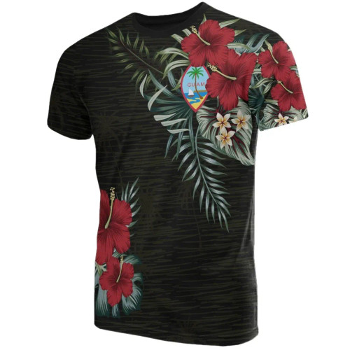Guam T-Shirt - Guam Coat Of Arms Hibiscus Palm Leaves 1