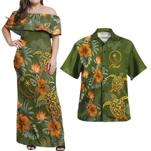 Chuuk Polynesian Pattern Combo Dress And Shirt Tropical Summer