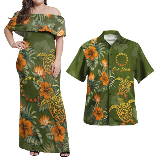 Cook Islands Polynesian Pattern Combo Dress And Shirt Tropical Summer